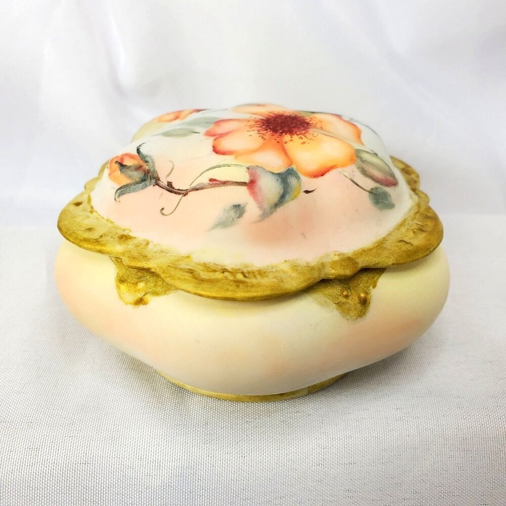 VTG Hand-Painted Cricket Jewelry Box Lidded Porcelain Trinket Box By L. Gibson - Picture 9 of 16
